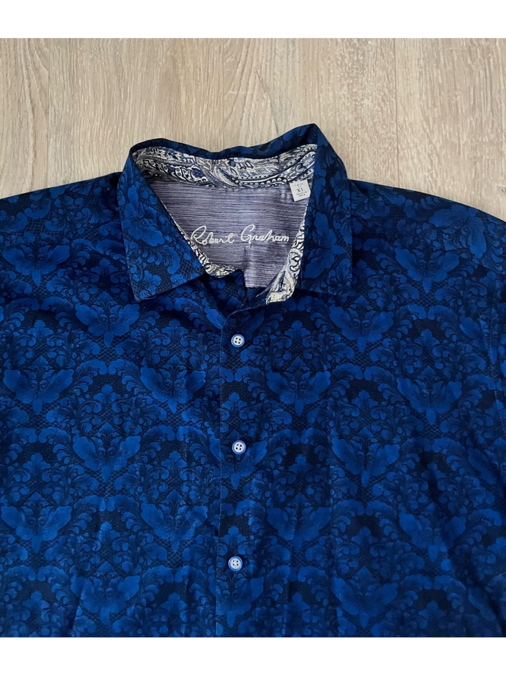 Robert Graham Men’s Highland Long Sleeve Button Down Shirt Classic Fit Navy - XL - Picture 2 of 7